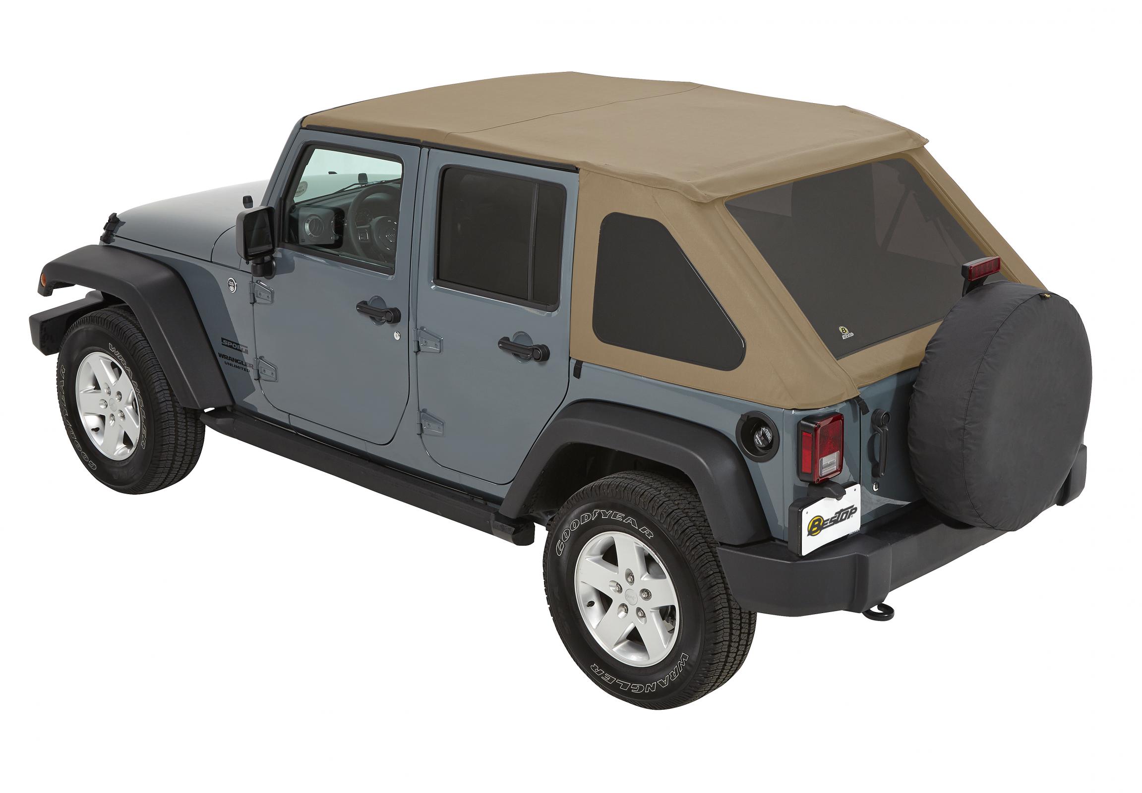 👉Bestop Jeep JK Unlimited Soft Top Trektop NX Twill 07-17 Jeep Wrangler JK  Unlimited 4-Door Oak Tan Twill Kit Bestop 56923-71 » GodSpeed Off-Road