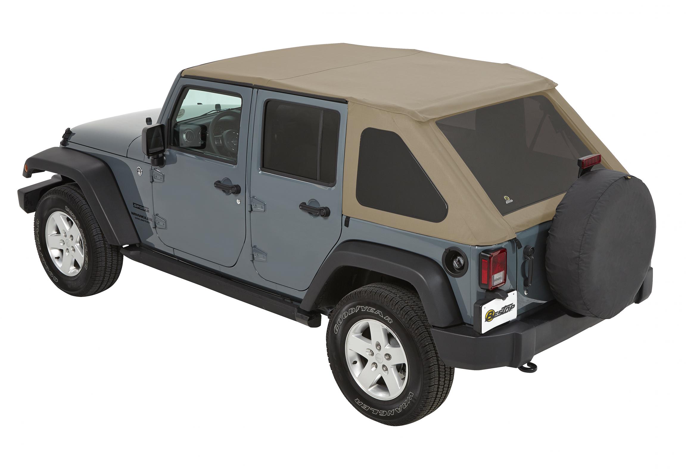 👉Bestop Jeep JK Unlimited Soft Top Trektop NX Twill 07-17 Jeep Wrangler JK  Unlimited 4-Door Pebble Beige Twill Kit Bestop 56923-74 » GodSpeed Off-Road